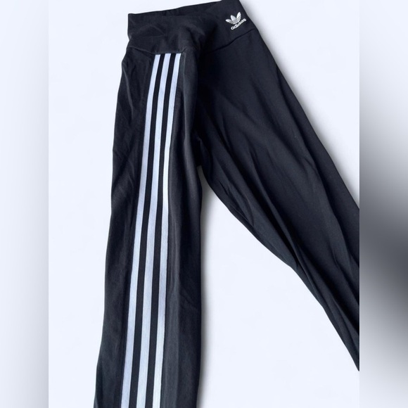 Adidas Black and White Skinny Leggings with Iconic Stripes Athletic Pants Small - Picture 2 of 8